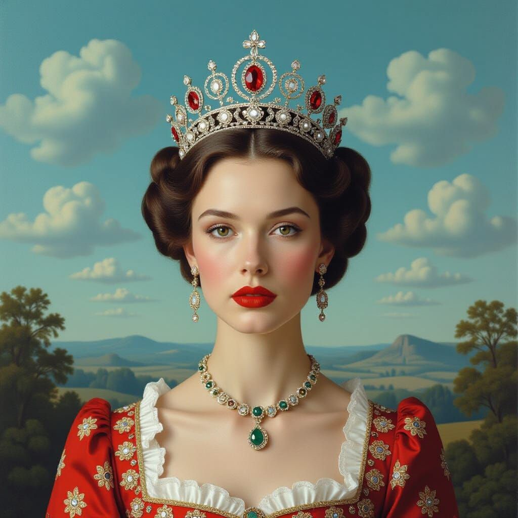 Woman in Triptych: Surrealist Photo in Magritte Style