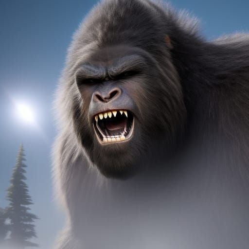 Scary Sasquatch Portrait in Dark Fantasy Style