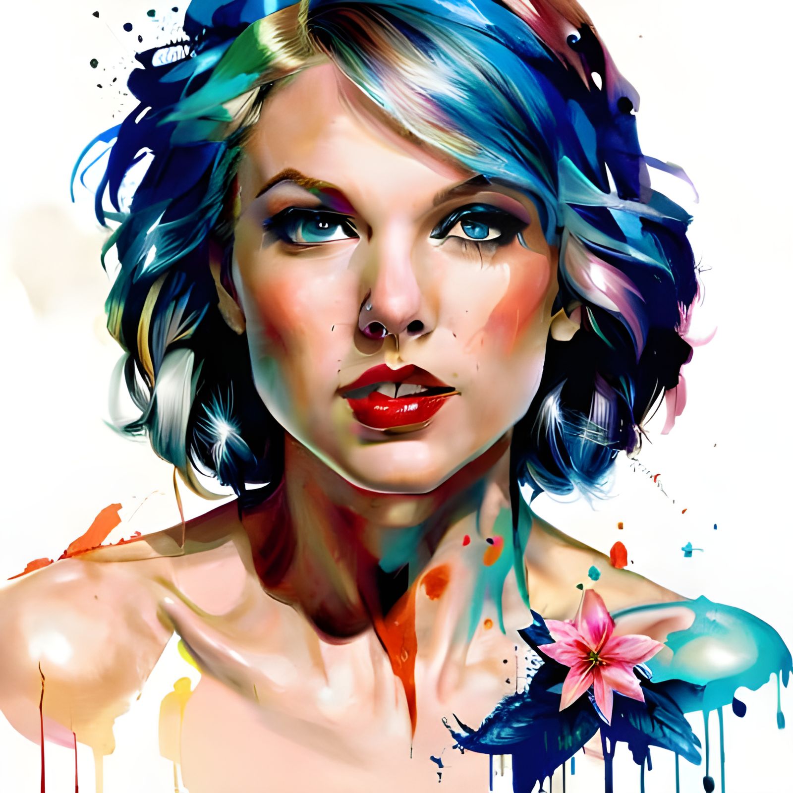 Taylor Swift Portrait in Mixed Media Art Style