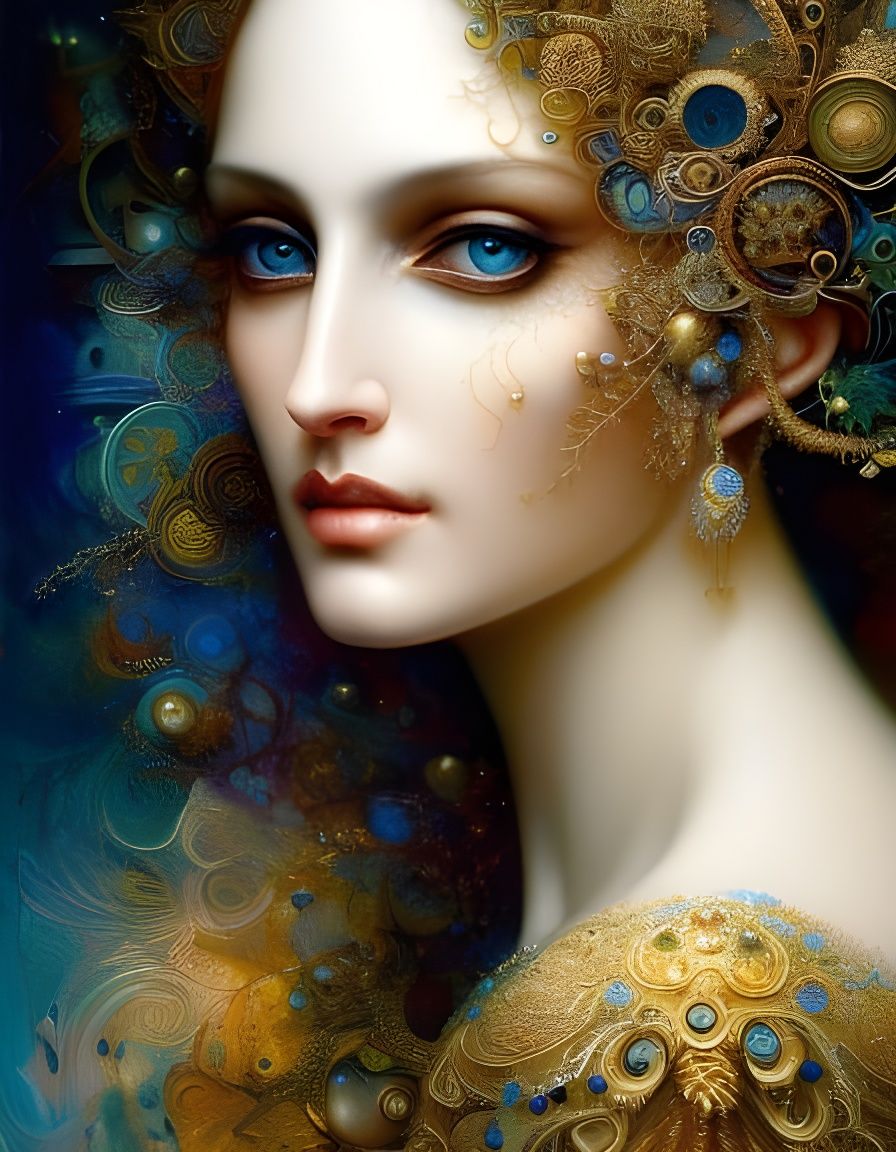Fractal Woman Portrait: A Hyperdetailed Fantasy Masterpiece