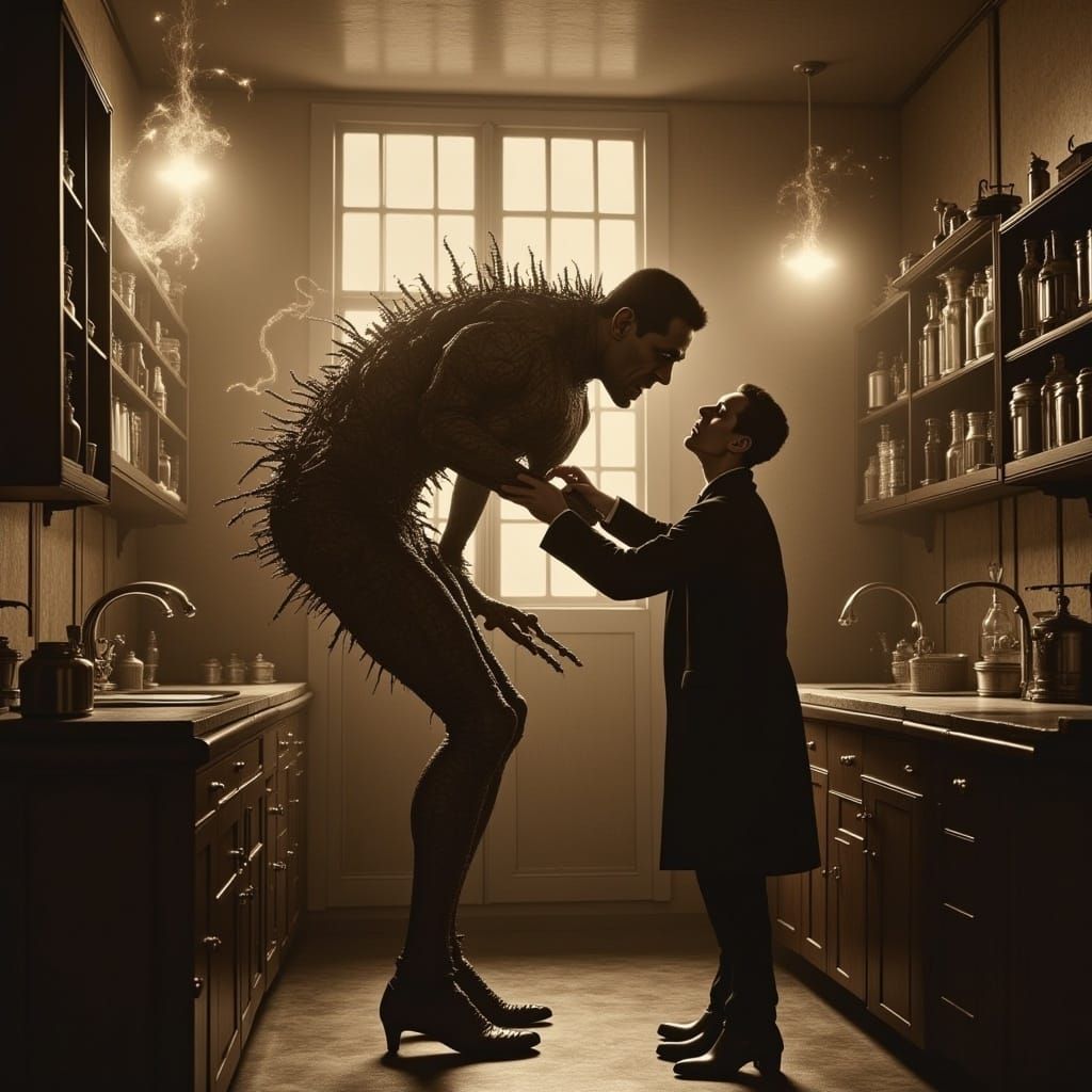 Frankenstein's Monster: Sepia-Toned 1800s Struggle