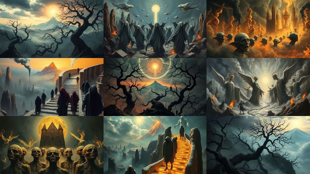 Surrealist Vision of Dante's Journey Through the Three Realm...