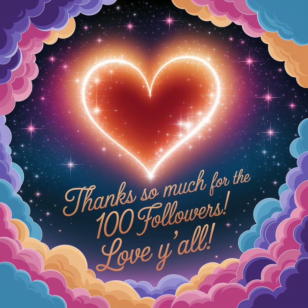 Glowing Heart Gratitude in Starry Sky