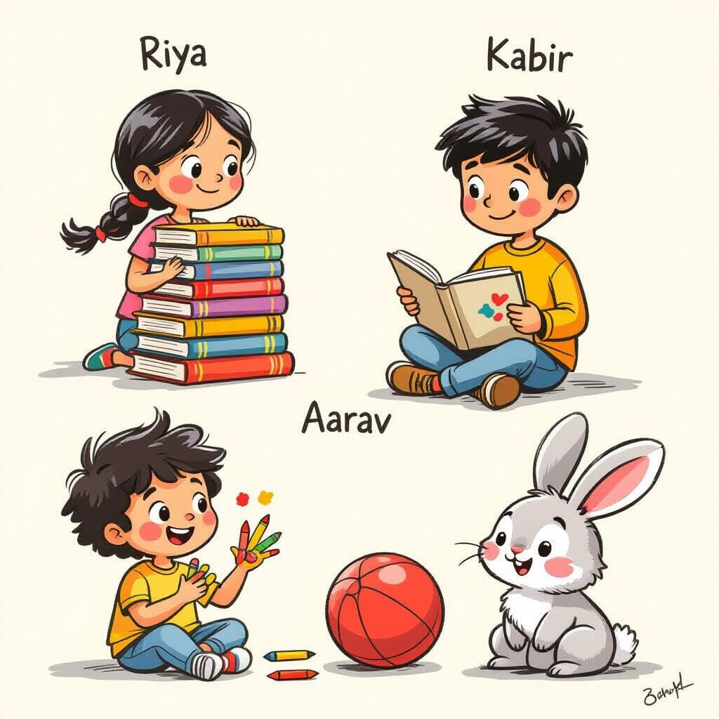 Children's Storybook Characters in Whimsical Style