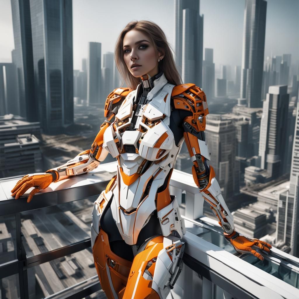 Cyberpunk City View from Balcony