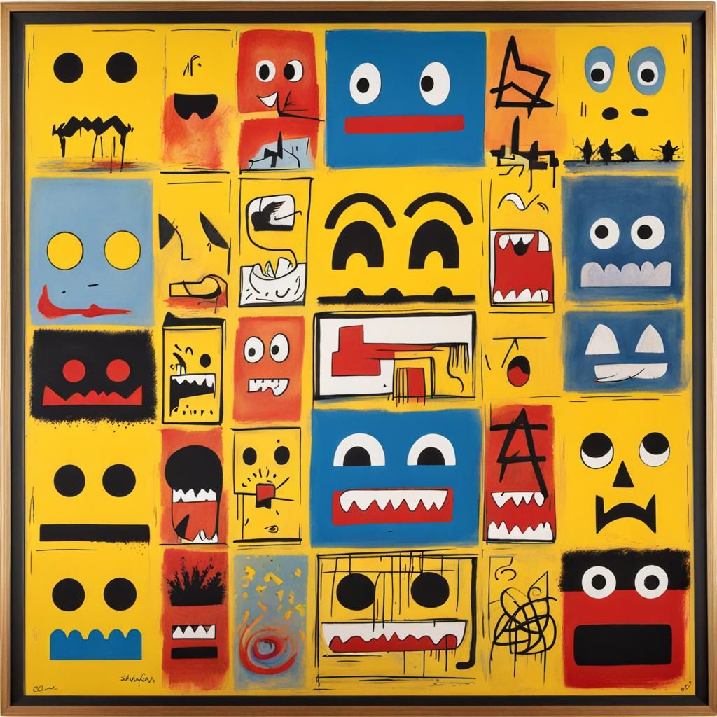 Pac-Man Mashup: Basquiat, Dali, Haring Styles