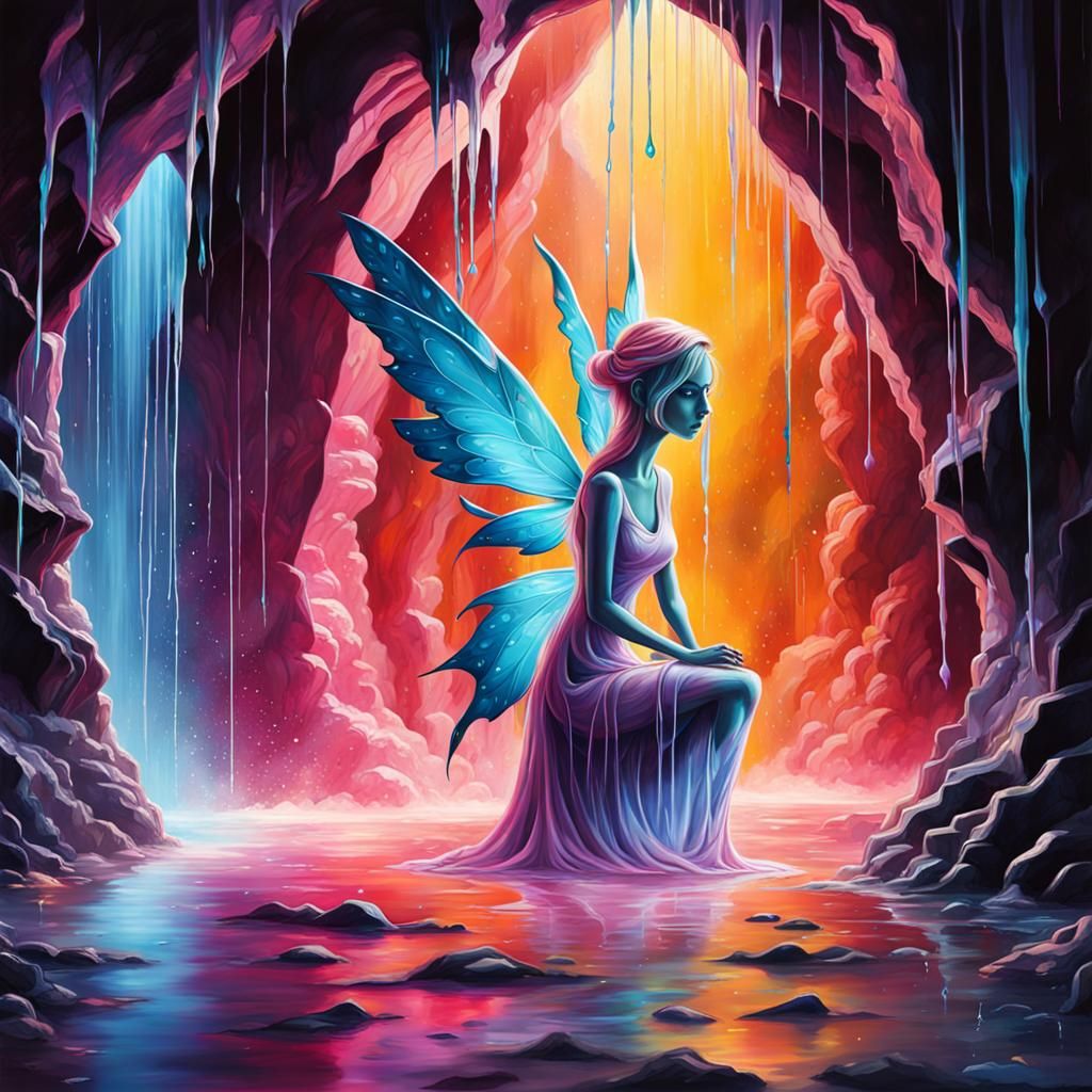 Sparkling Fairy in Crystal Cave: Graffiti Art