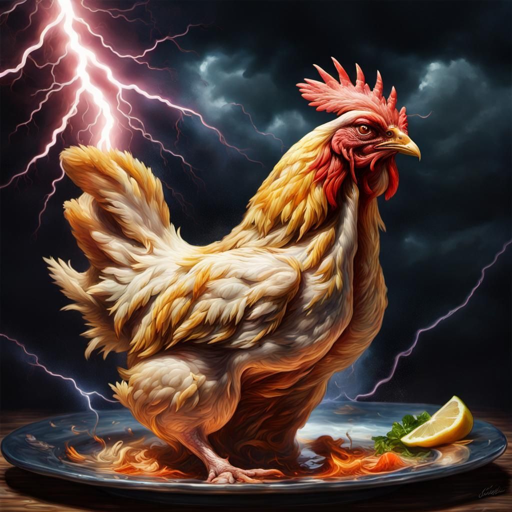 Grotesque Chicken: An Impressionist Impasto Masterpiece