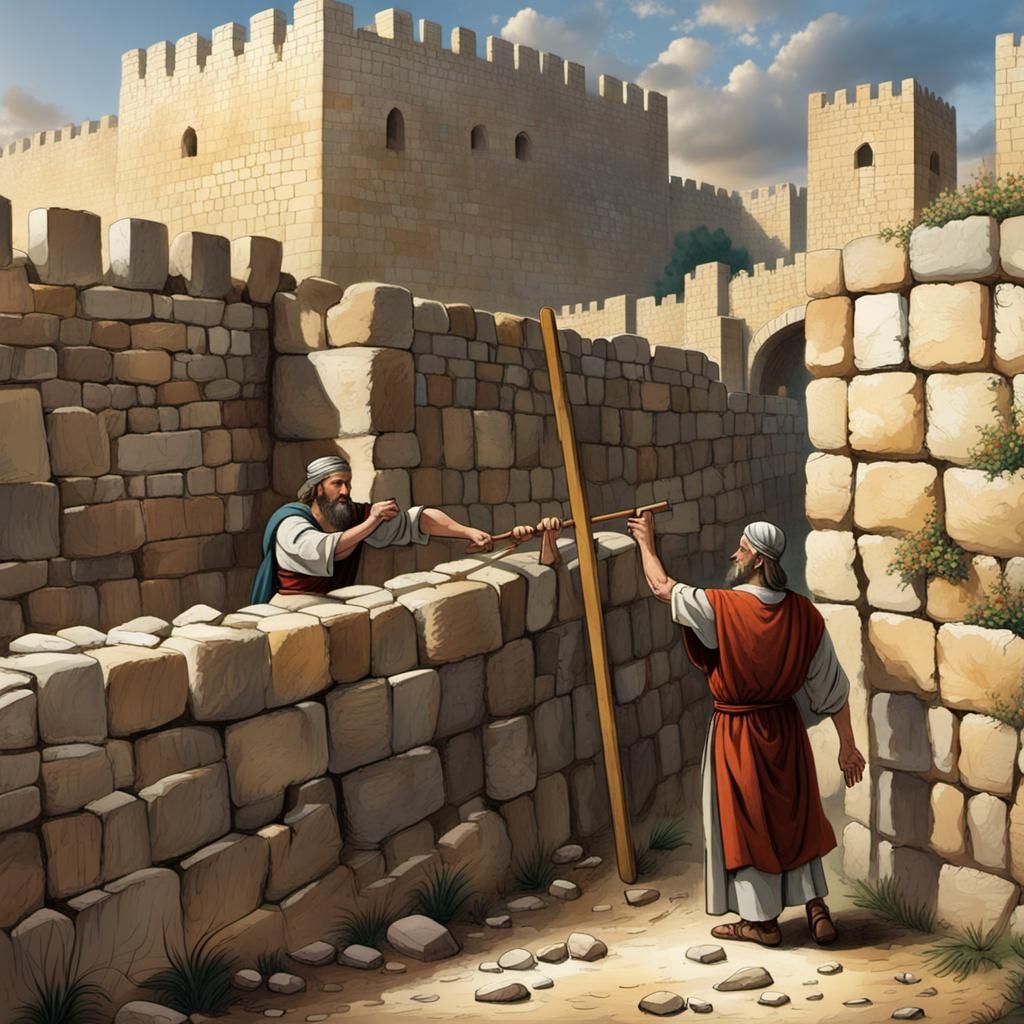 Nehemiah Builds Jerusalem Wall in Biblical Times