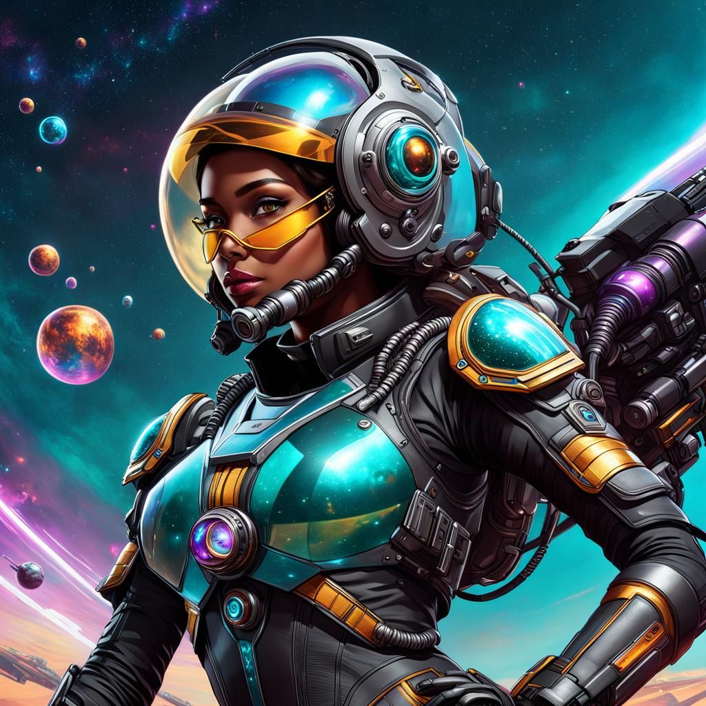 Woman Races Speedercraft Through Space in Exosuit