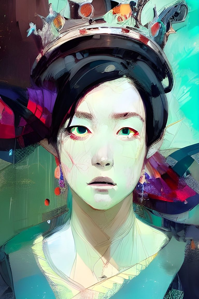 Queen Portrait in Studio Ghibli Style