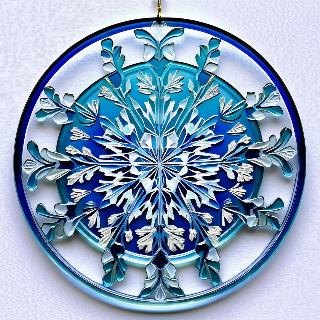 Art Nouveau Snowflake on Glass