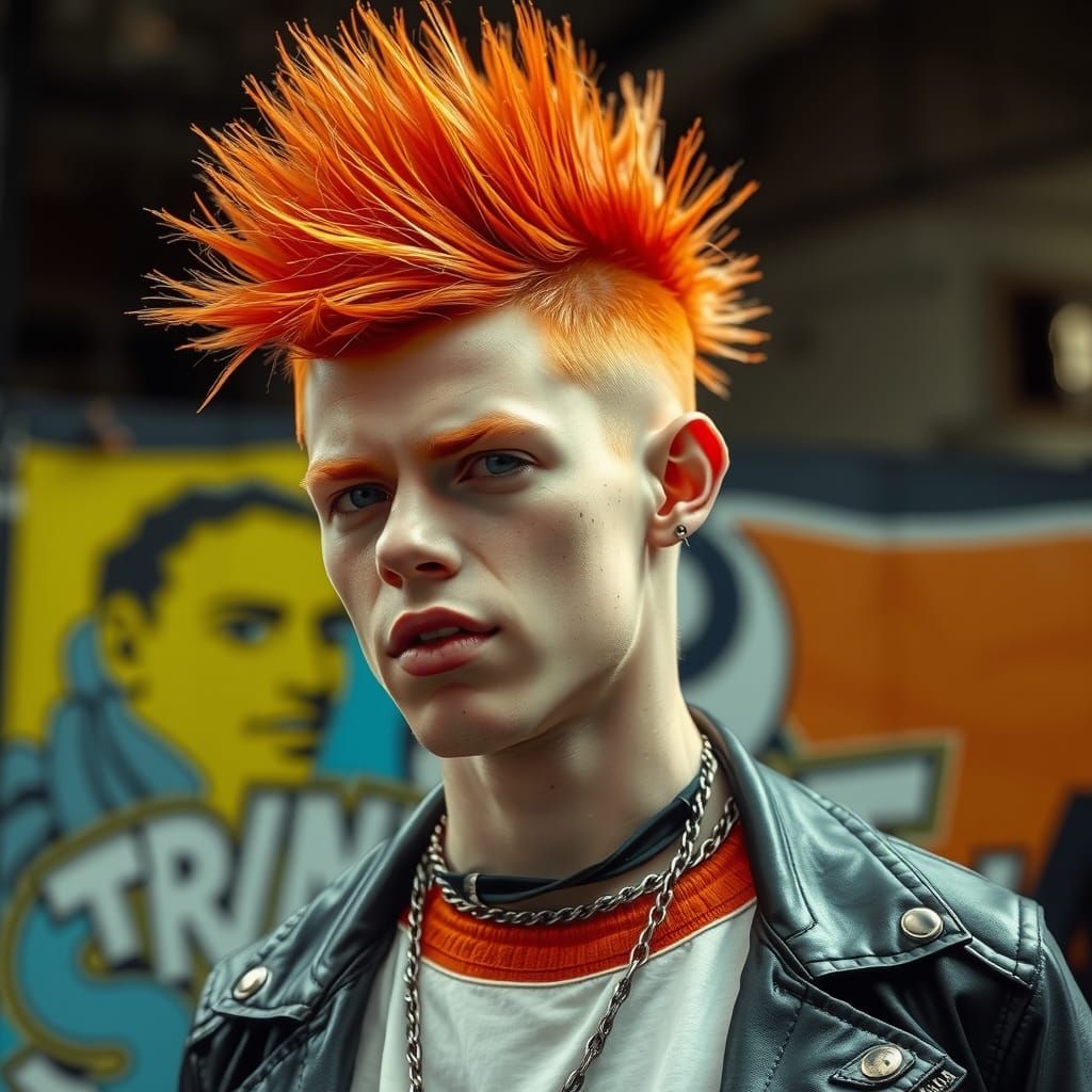 Ginger Mohawk Man in 90s Gutter Punk Style