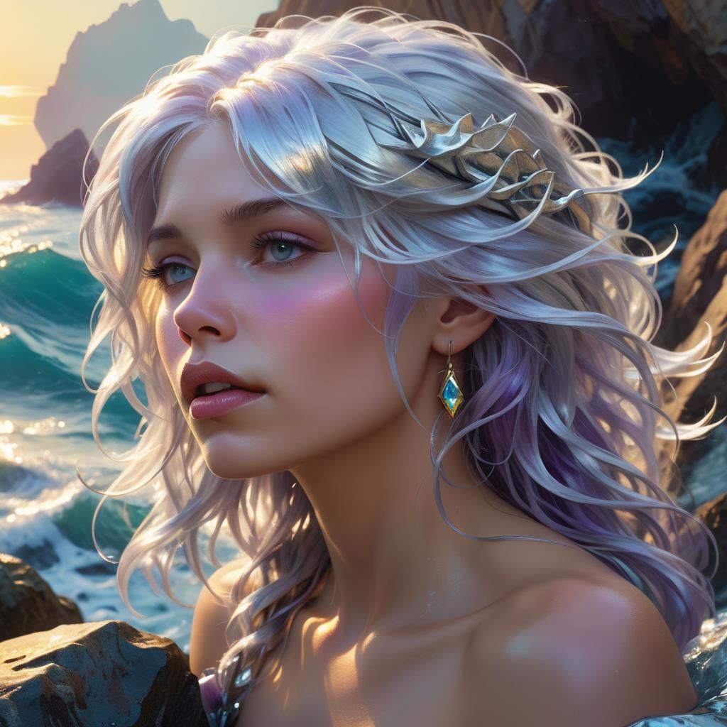 Siren Singing in Mystical Ocean: Digital Art