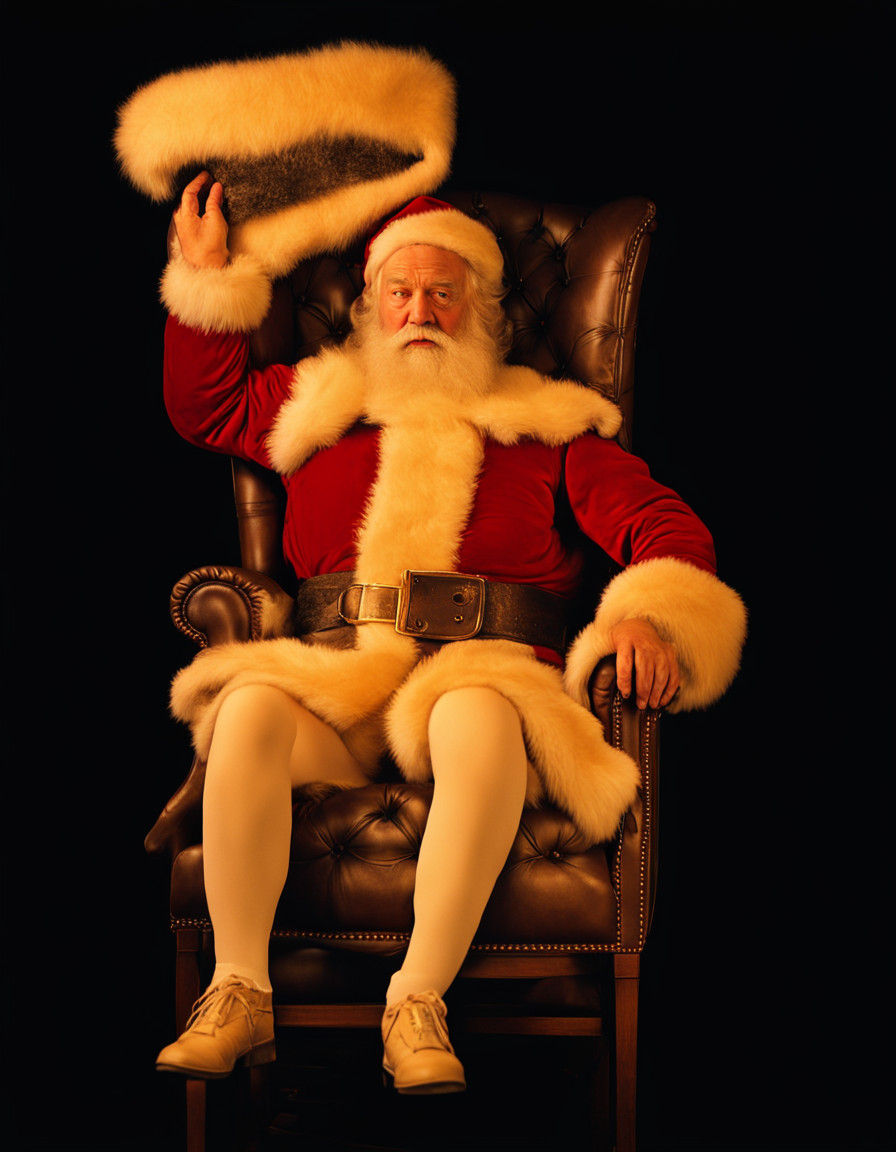 Luxurious Portrait of Beardless Santa Claus in a Formal Sett...