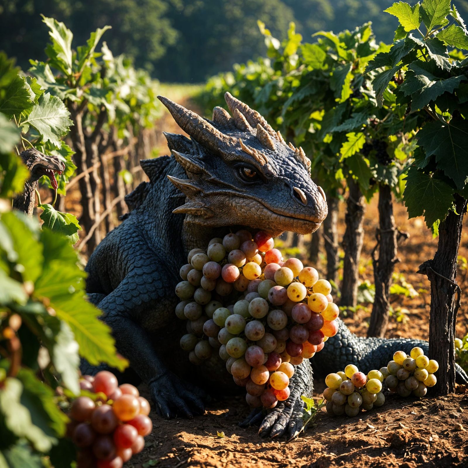 Epic Dragon Amidst Vineyard Bliss