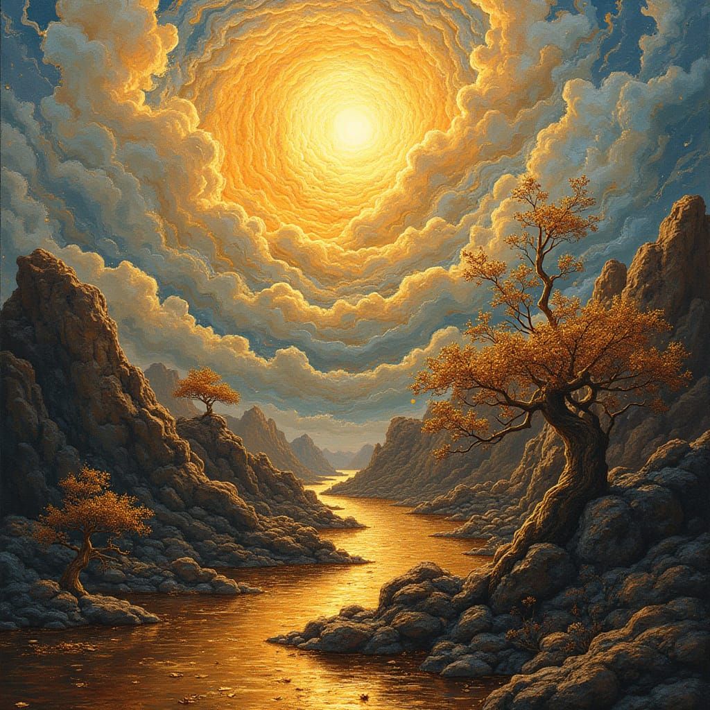 Ethereal Divine Feminine in Surreal Landscape