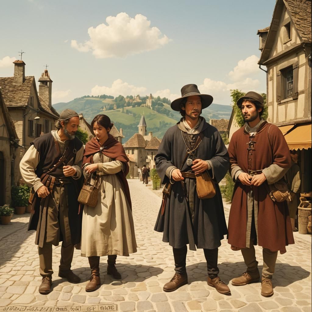 French Commoner in Medieval Clothes, Digital Matte Painting