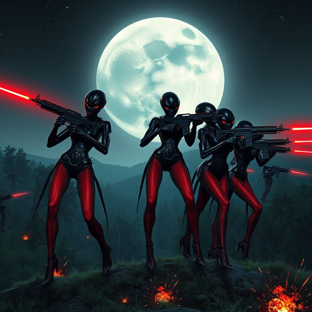 Alien Spider-Demons Midnight Hunt in Photo Realistic Style