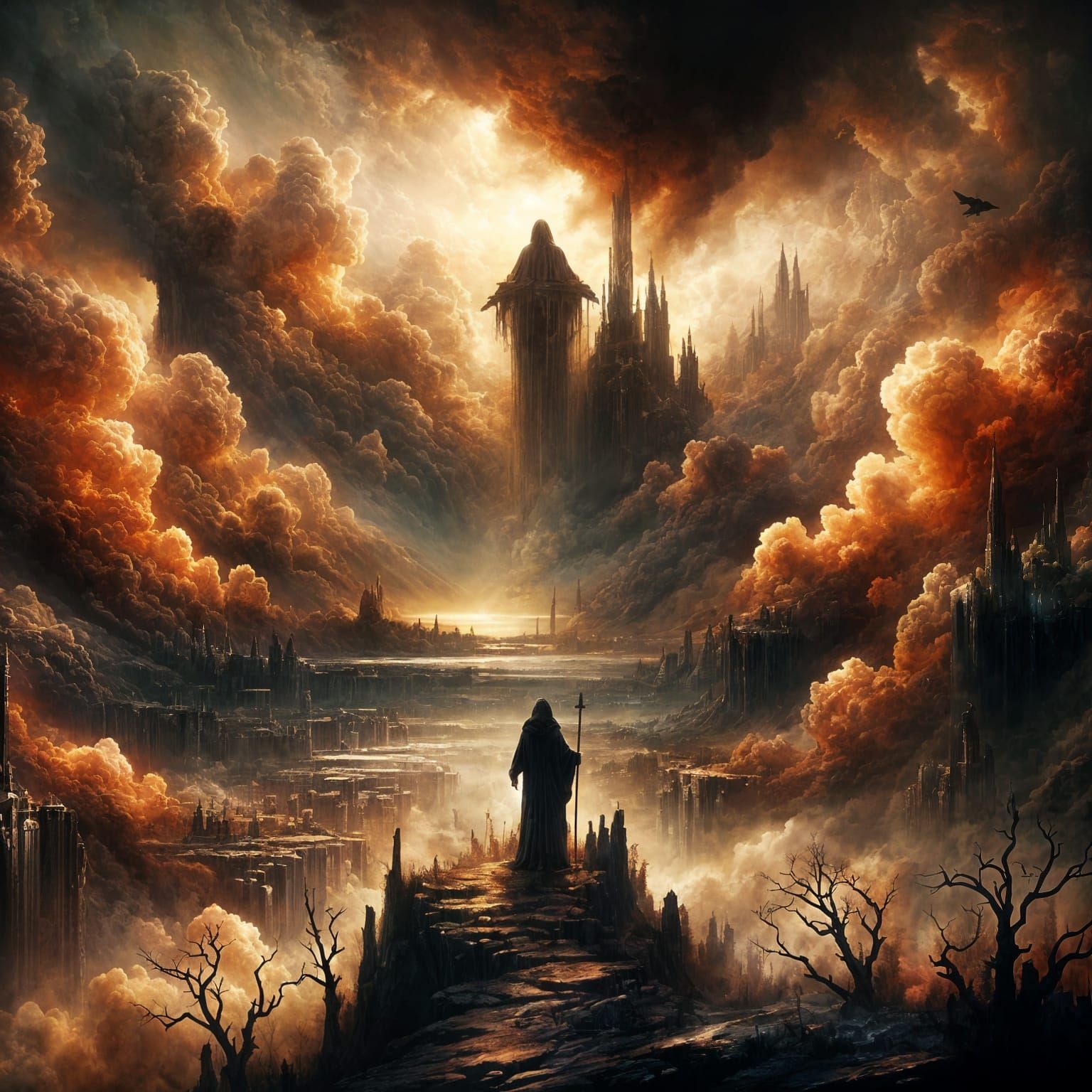 Dramatic Digital Painting of Despair in Romantic Style