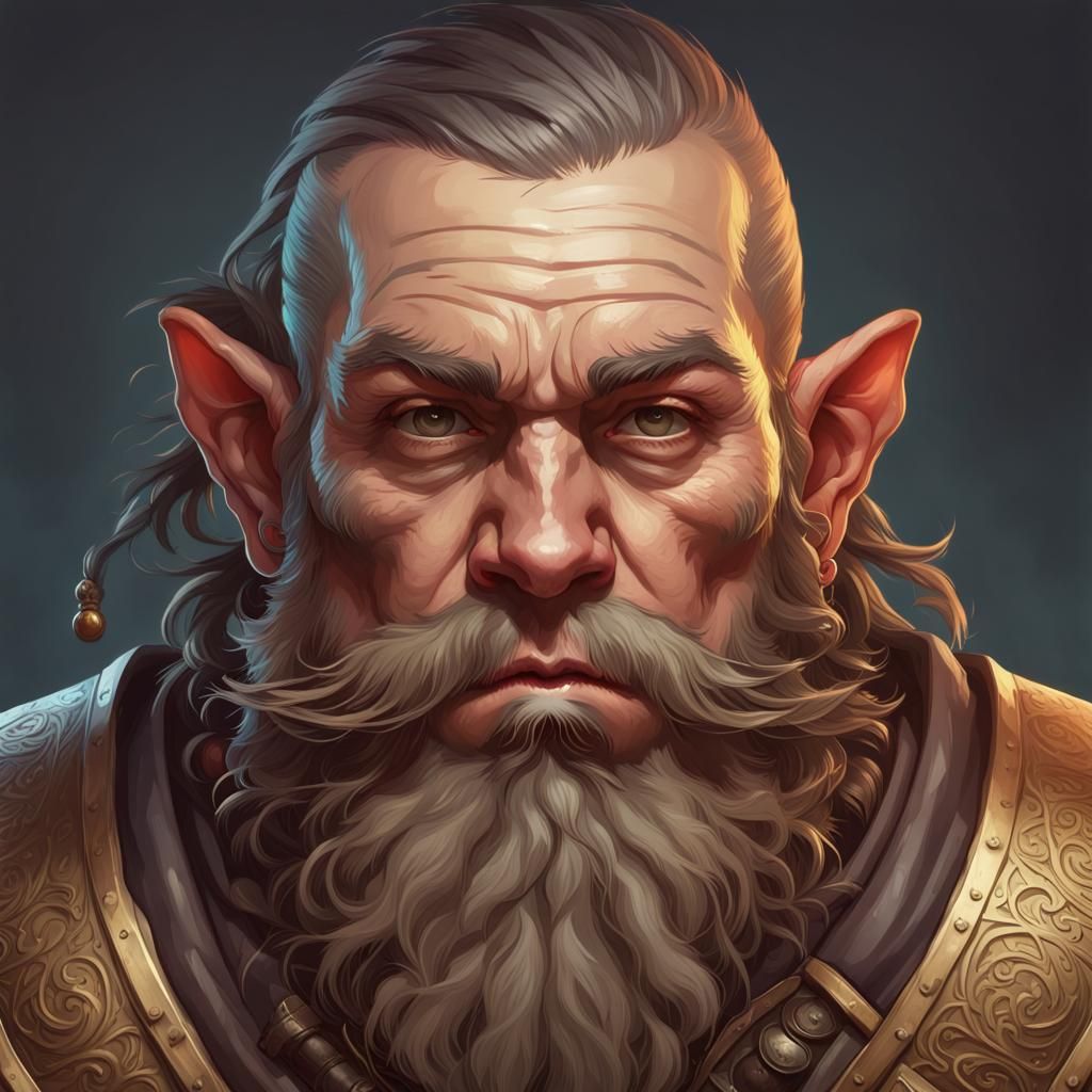 Dwarf Monk Pirate Portrait in Hyperdetailed Digital Art