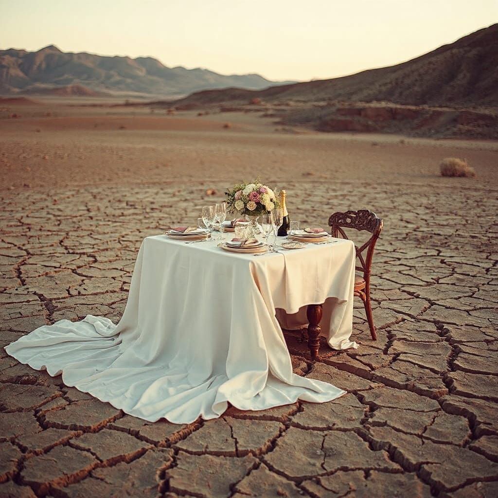 Desert Wedding Table in Golden Hour Light