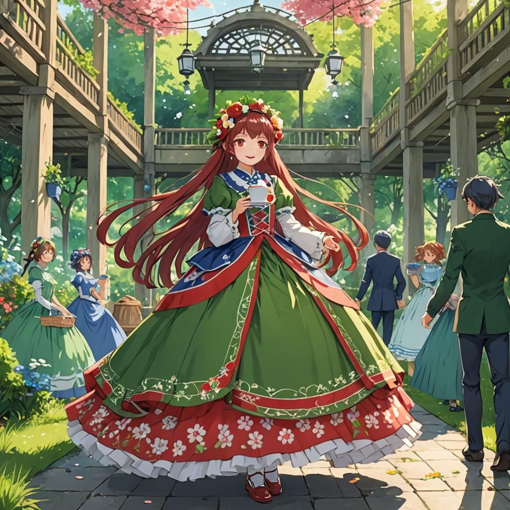 Anime Princess Tea Party in Garden