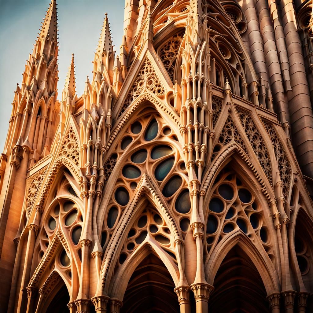 Gothic Cathedral Architecture in Golden Light