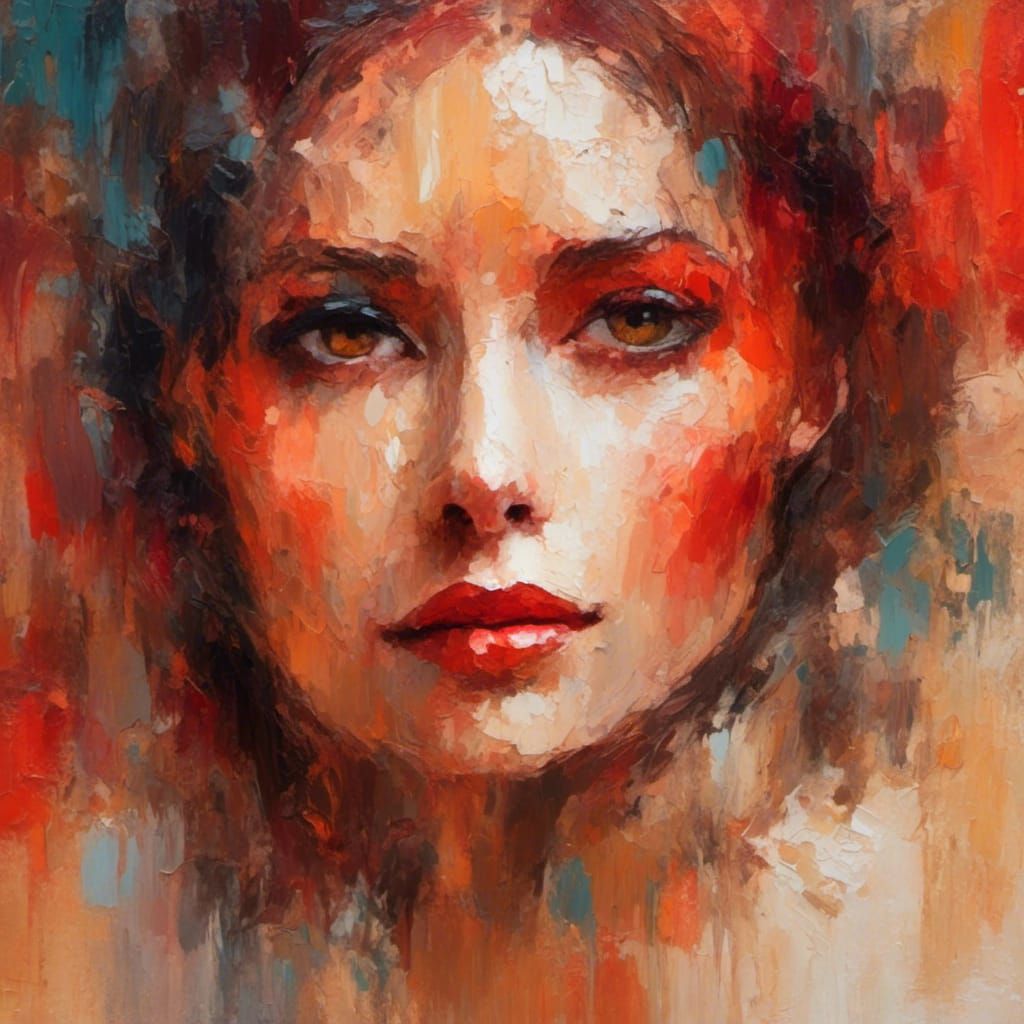 Vibrant Fauvist Portrait with Red Eyeshadow