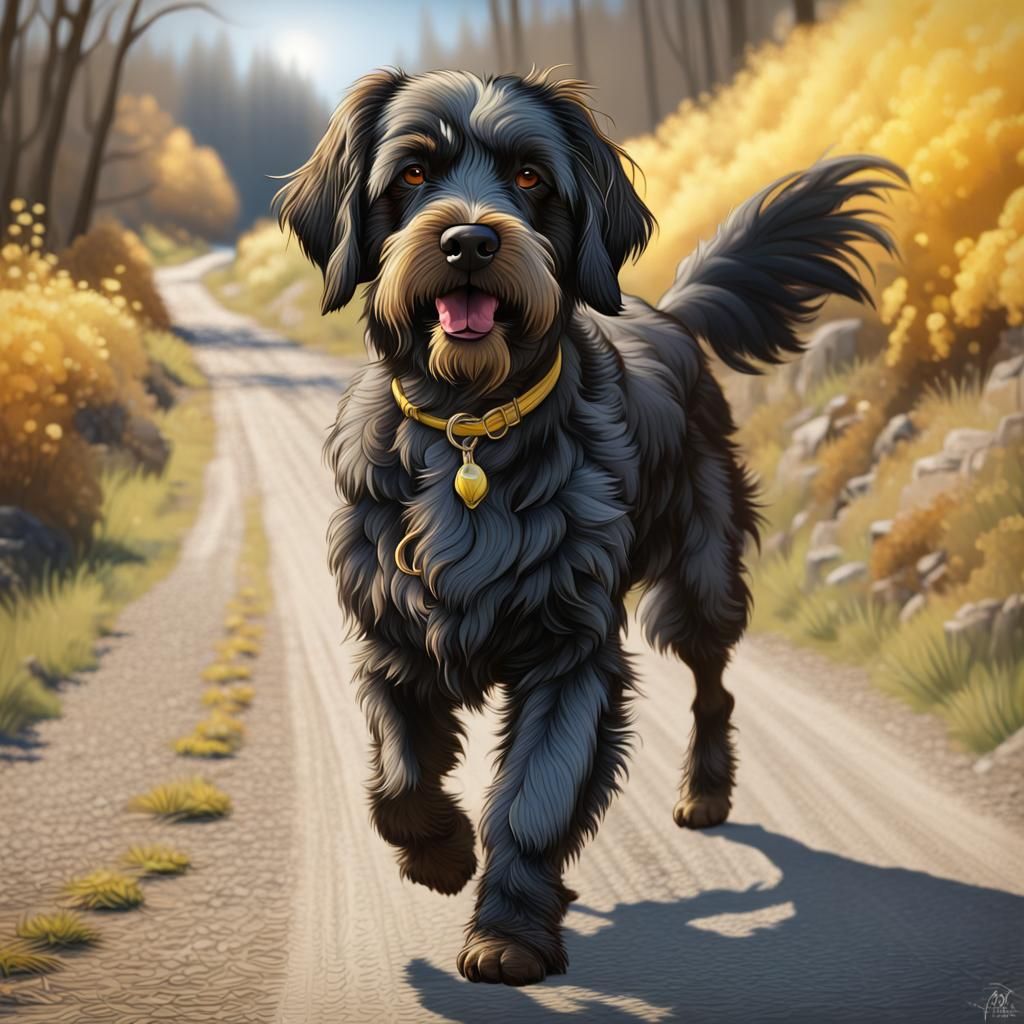 Black Griffon with Yellow Feathers: Hyperrealistic Splash Ar...