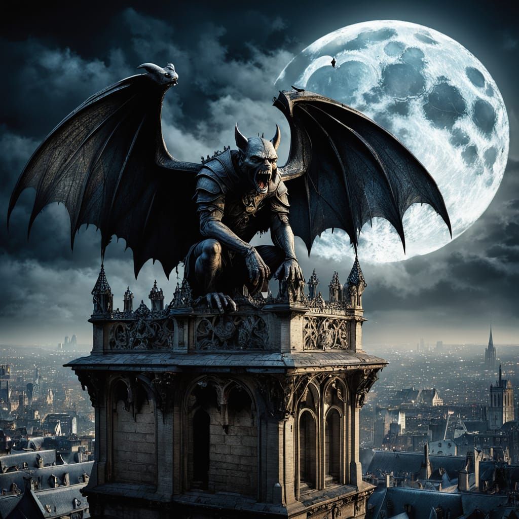 Fierce Gargoyle Watches Over Paris in Dark Gothic Style