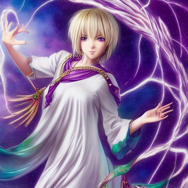 Anime Girl Casting Spell in Hyperrealism