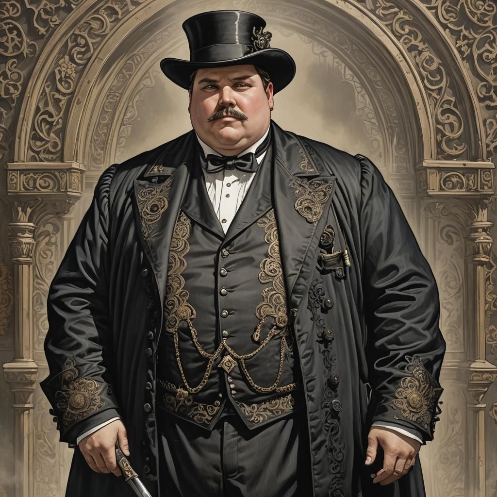 Steampunk Detective with Ornate Cannon and Sword