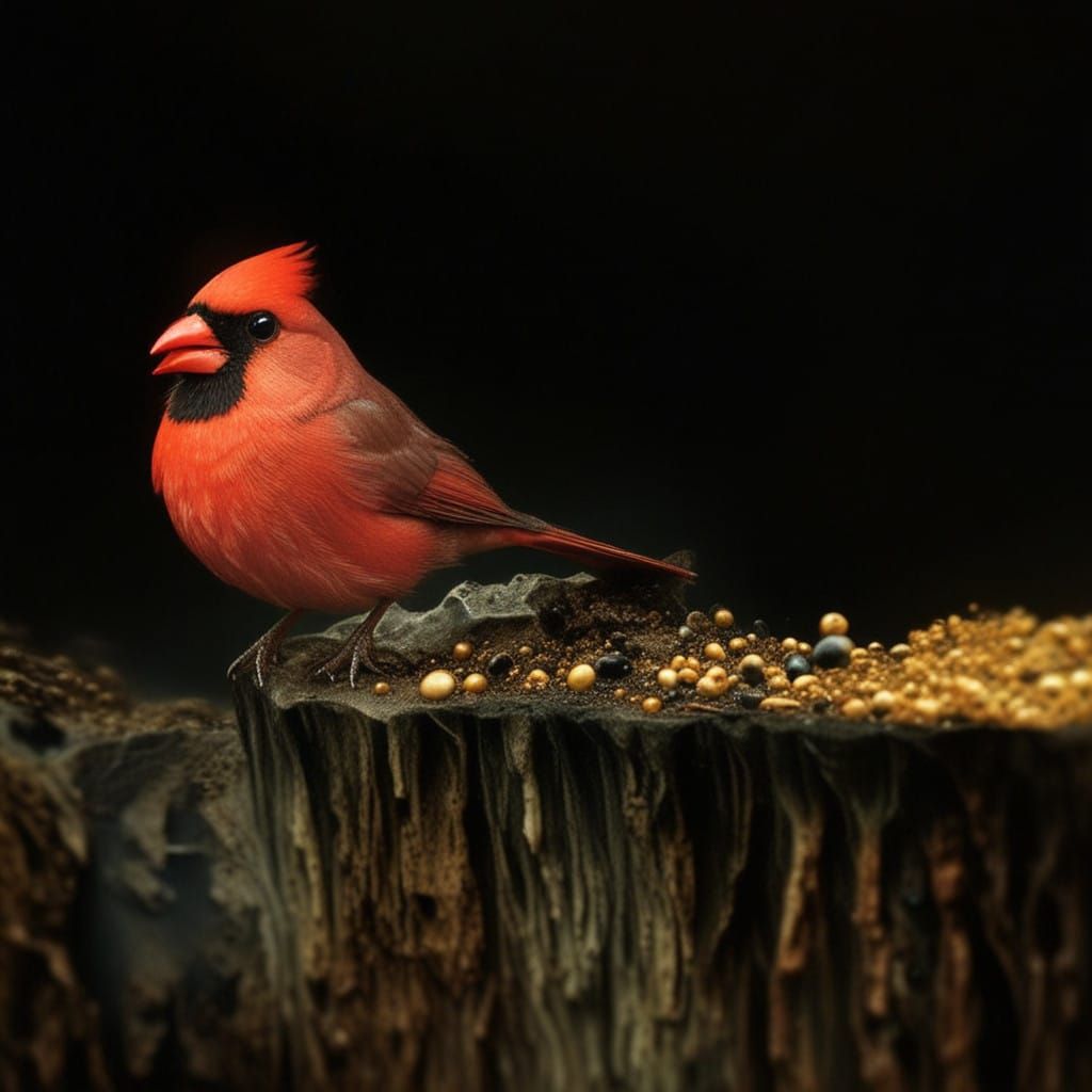 Dreamlike Cardinal in Surrealistic Landscape