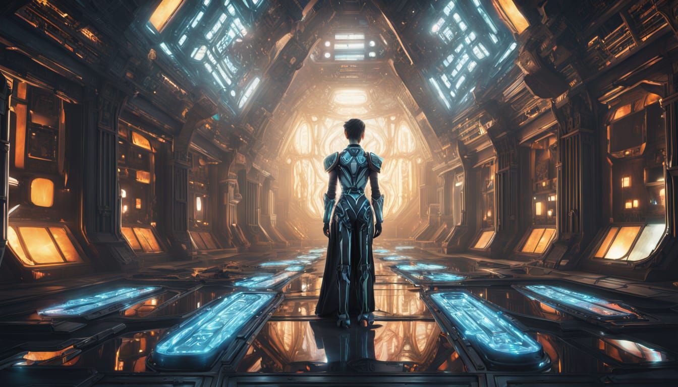 Robot in Stained Glass Gown