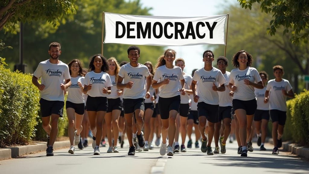 Diverse Group Embracing Freedom in a Vibrant Spring Landscap...