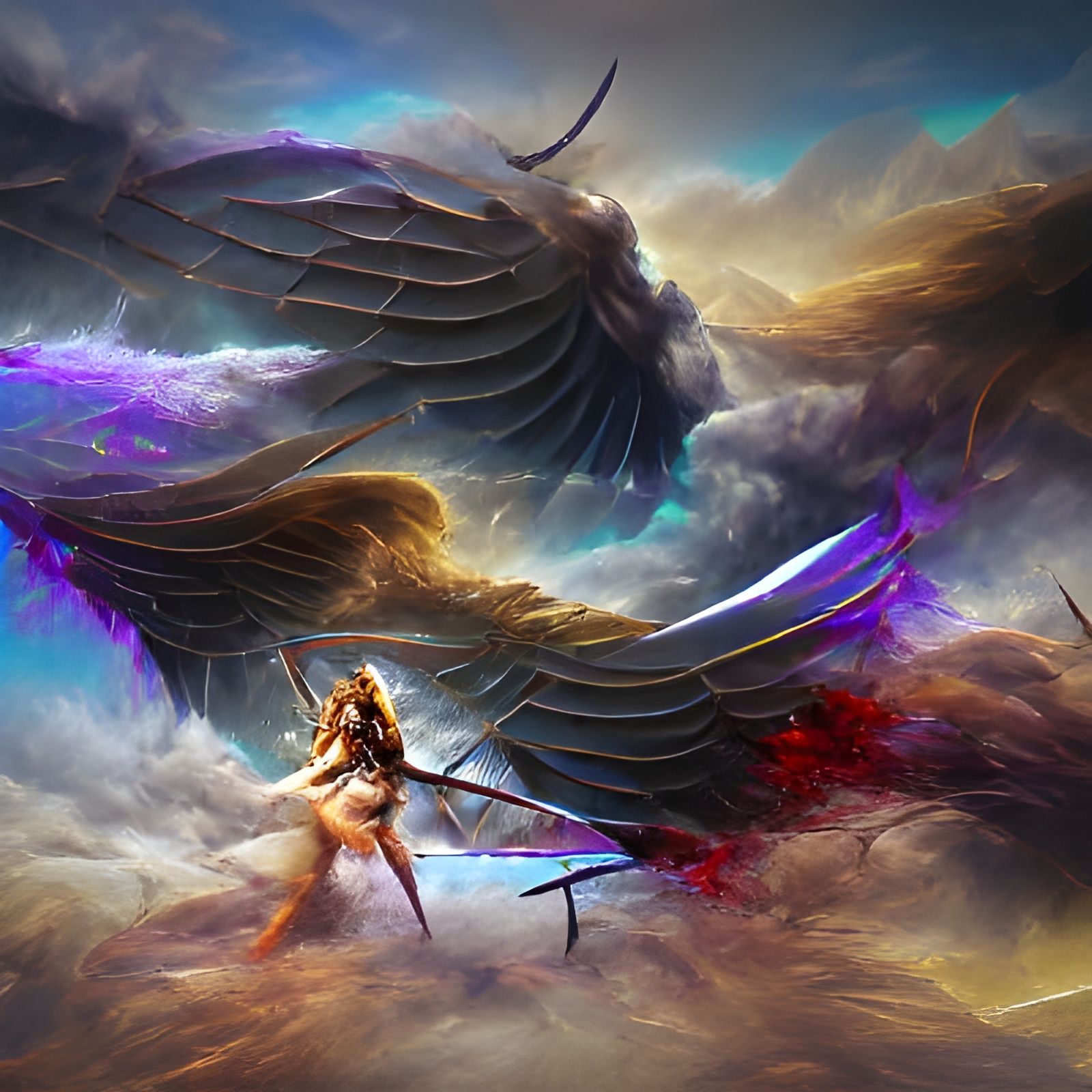 Steel-Winged War Goddess: Digital Illustration