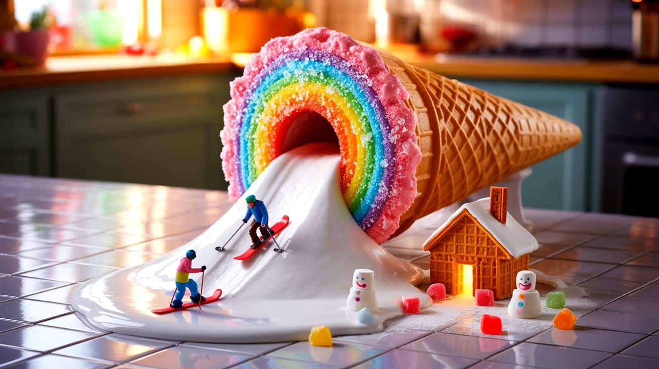 Miniature Winter World from Spilled Ice Cream