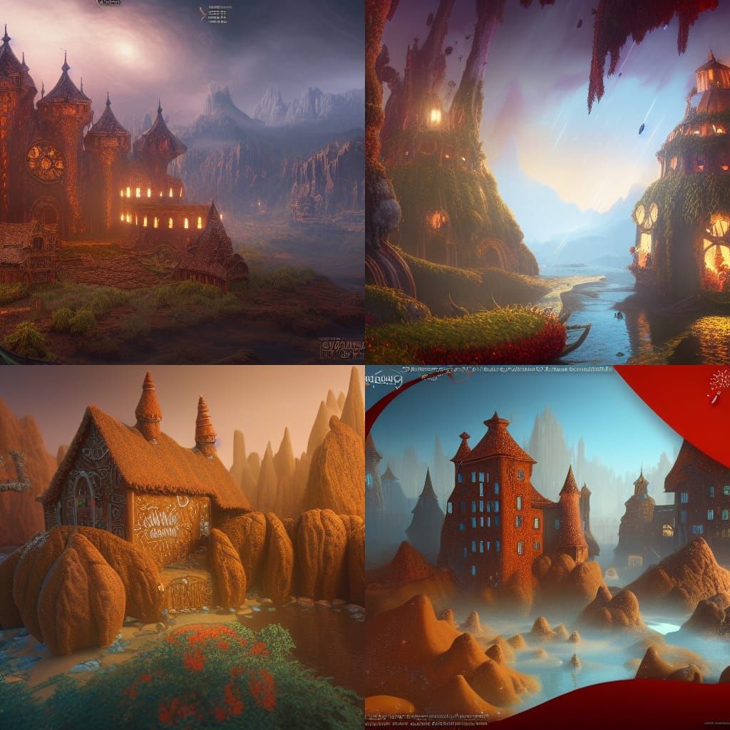 Fantastical Gingerbread Matte Painting in Deep Color