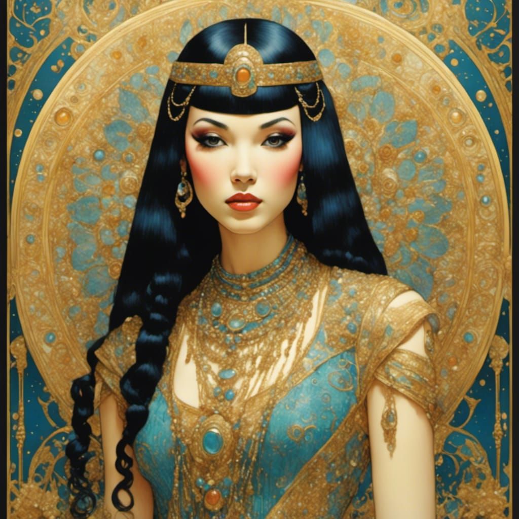 Stunning Cleopatra Portrait in Art Nouveau Style
