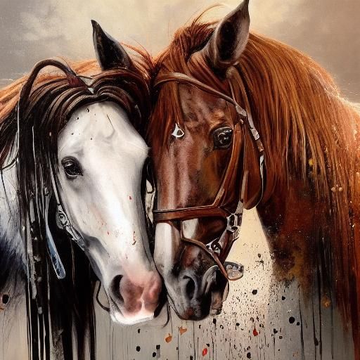 Ink Splatter Art: Horse and Girl