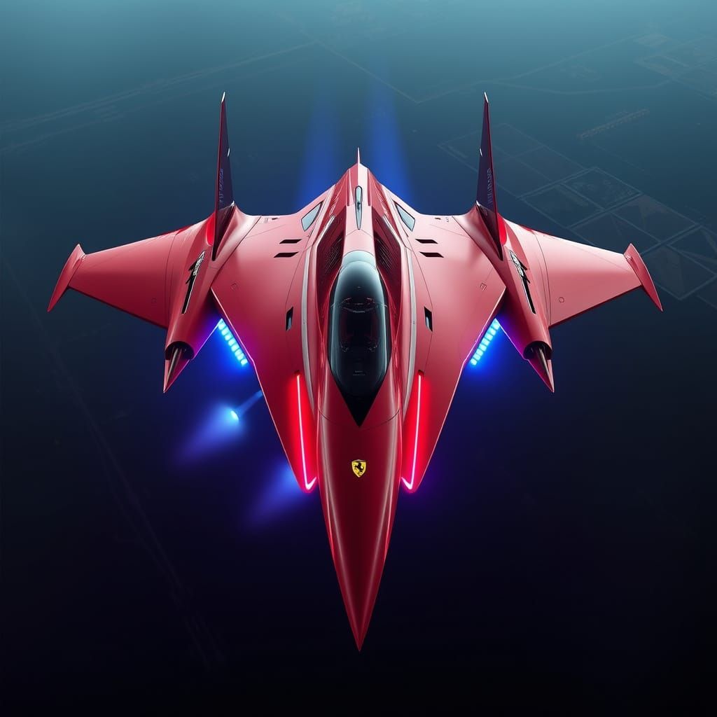 Futuristic Red Ferrari-Style Aircraft Concept