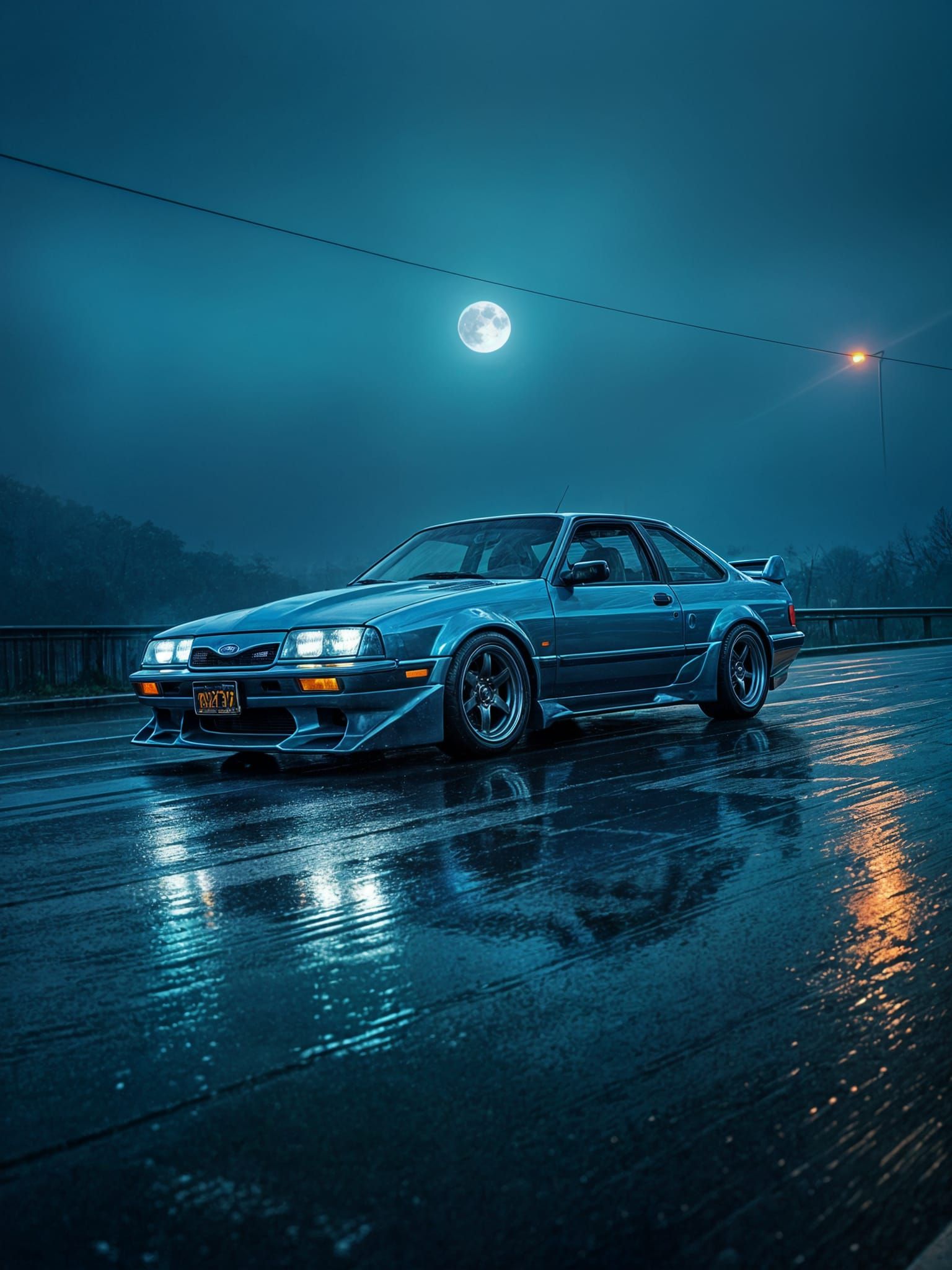 Ford Sierra in Anime-Style on Detroit Street