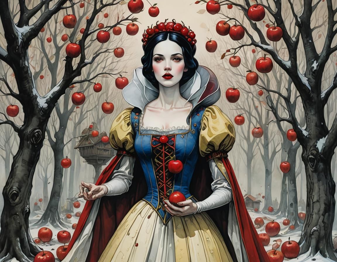 Snow White with Apples in Art Brut Style
