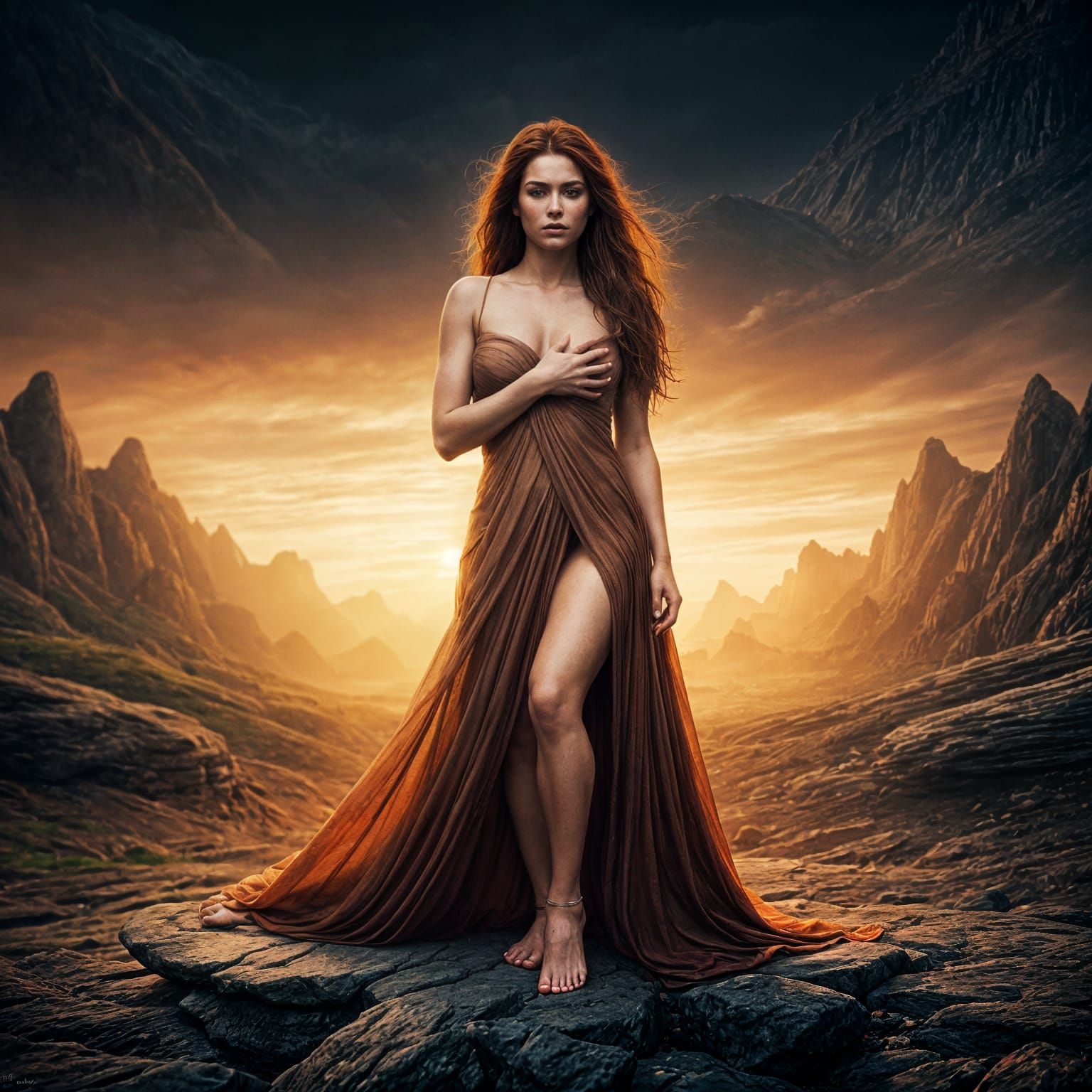 Sensual Woman in Sheer Fabric, Cinematic Film Still