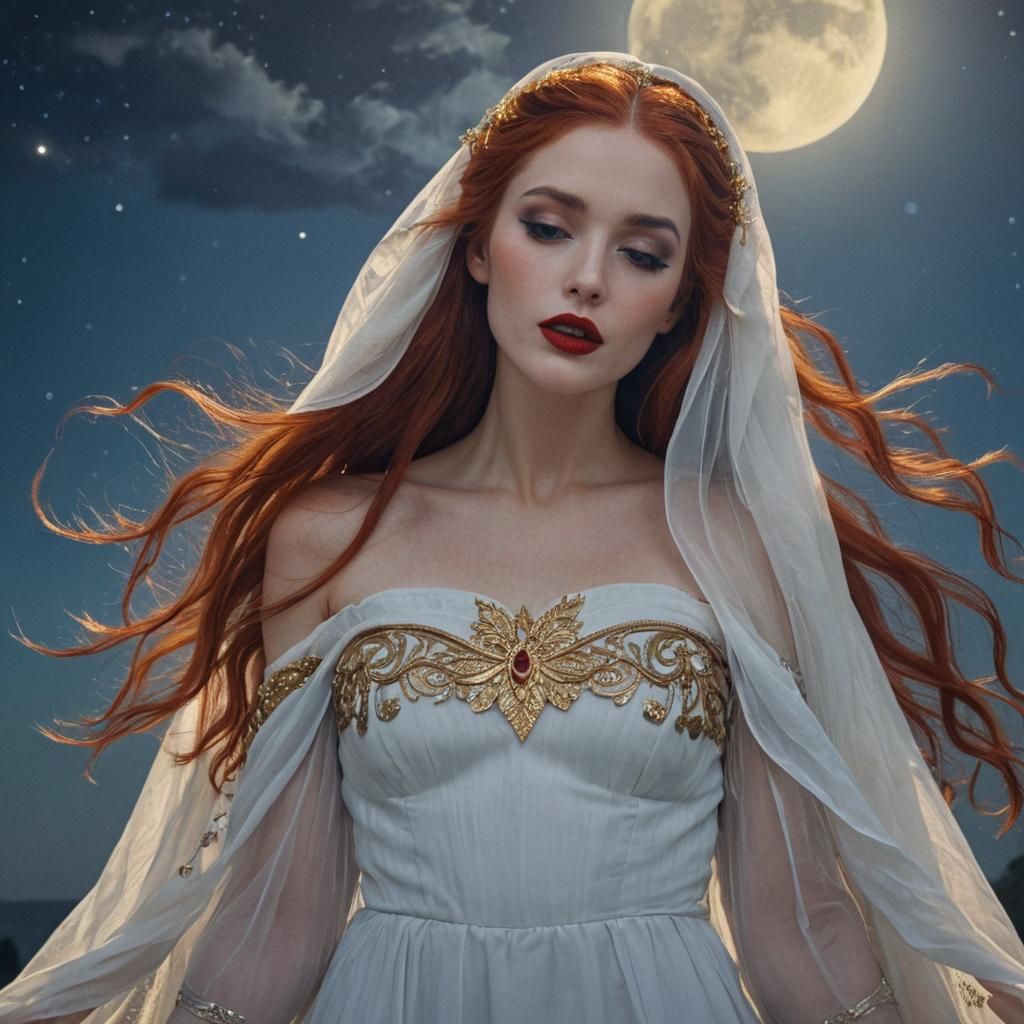 Goddess of the Moon in Hyper Realistic Fantasy Style