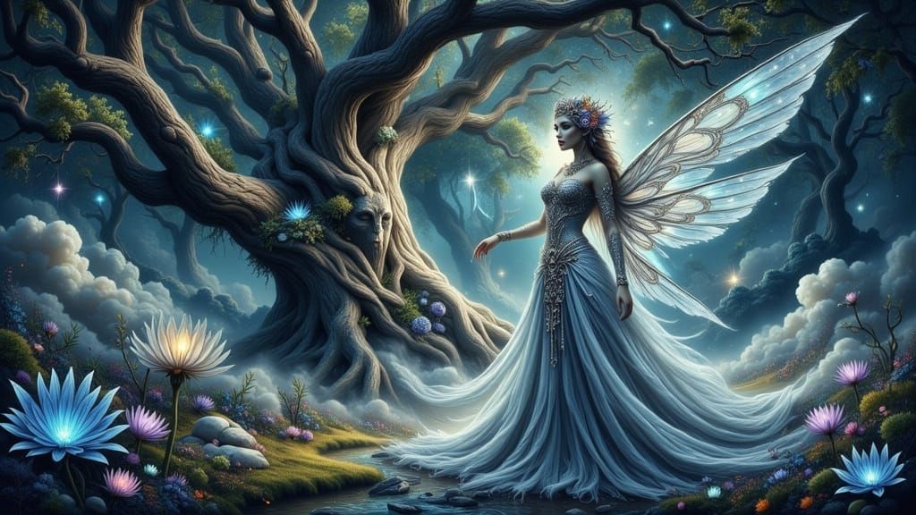 Celestial Nymph Guardian in Studio Ghibli Style