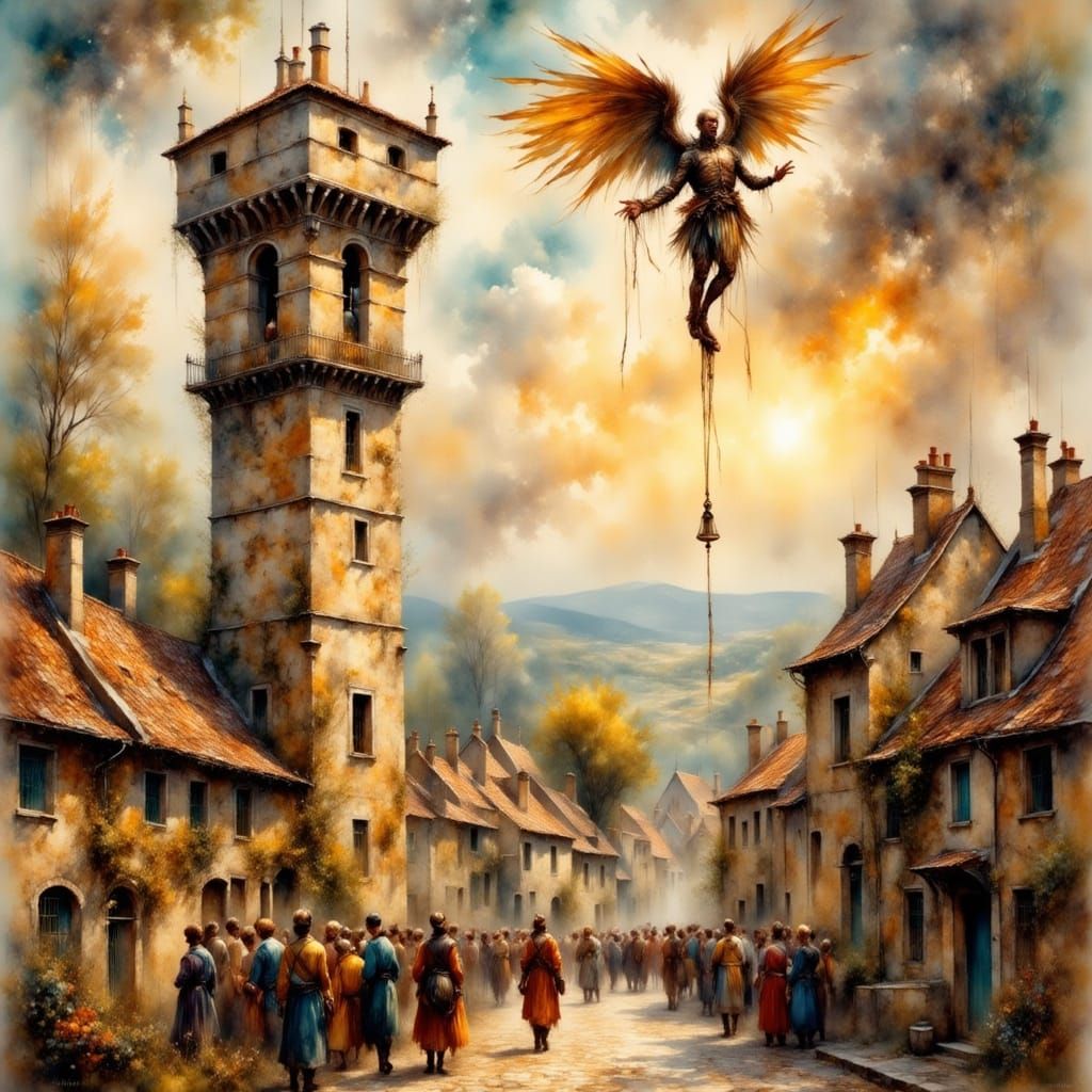 Hyperrealistic Bell Tower Leap of Faith