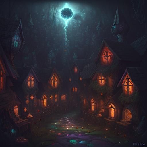 Dark Fairytale: Sinister Alleyway in Astral Illustration