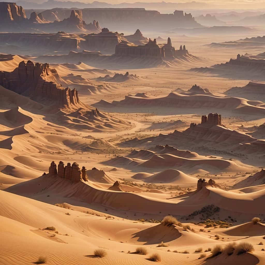 Ethereal Sand Dunes in Golden Light